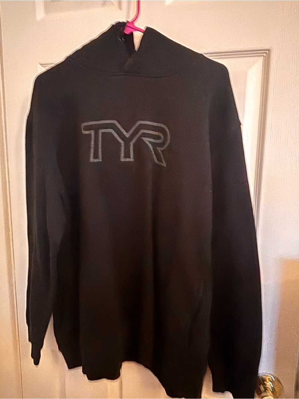 TYR Black Hooded Crew Sweatshirt with Tonal Logo
